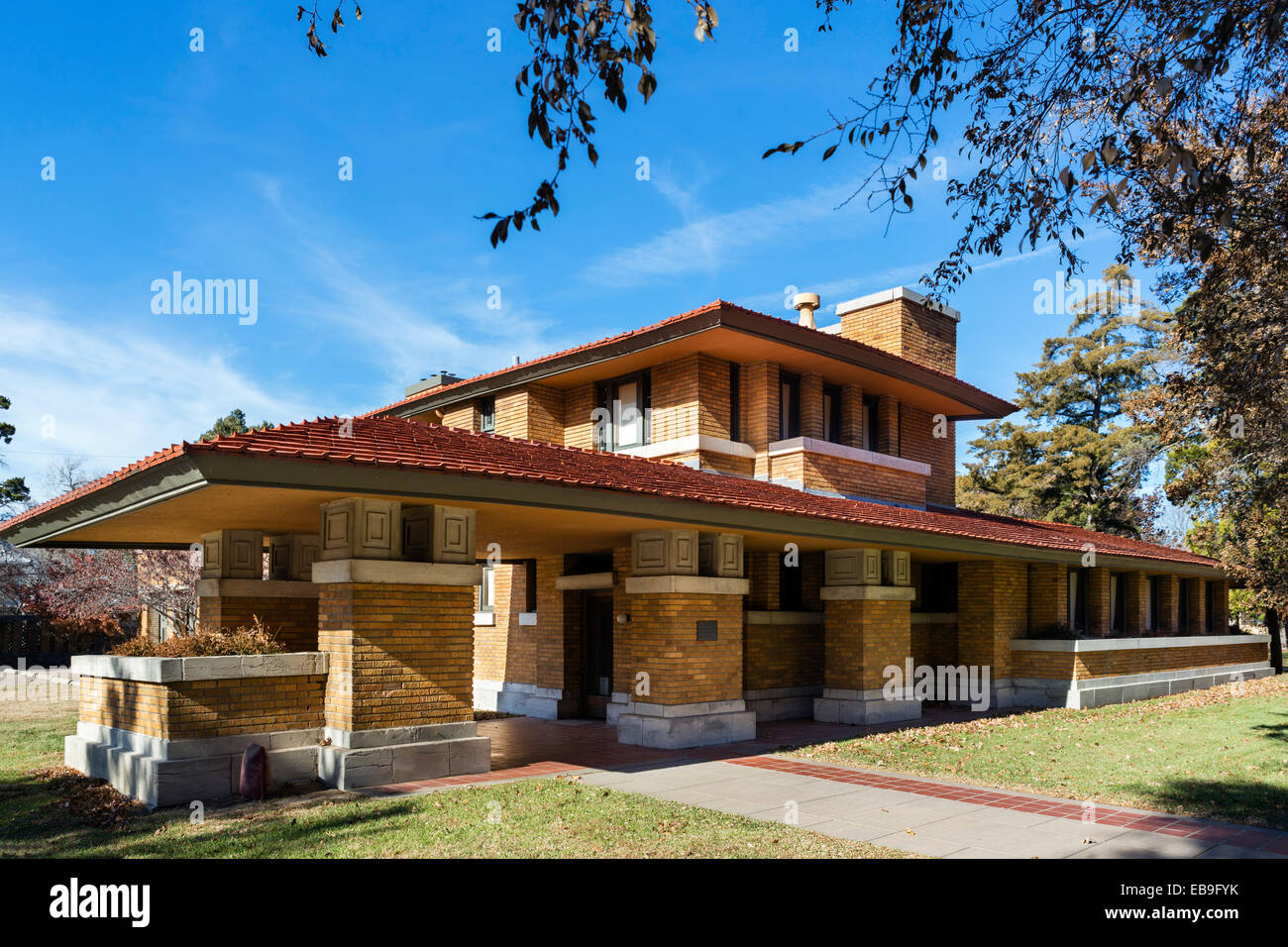 The Frank Lloyd Wright designed Allen-Lambe House, 255 N Roosevelt  Street, Wichita, Kansas, USA Stock Photo