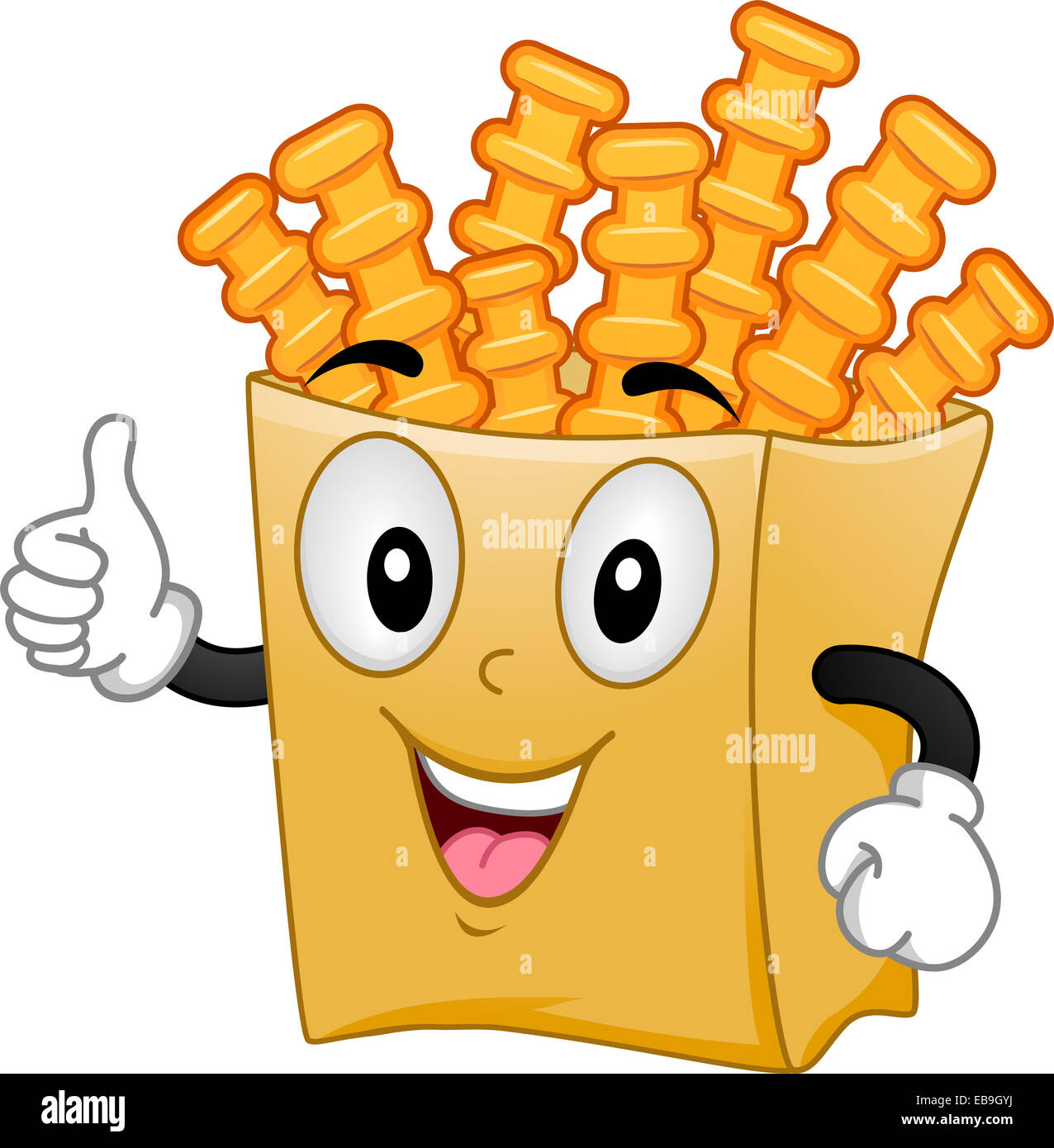 Mascot Illustration Featuring a Pack of Crinkle Cut Fries Giving a Thumbs Up Stock Photo