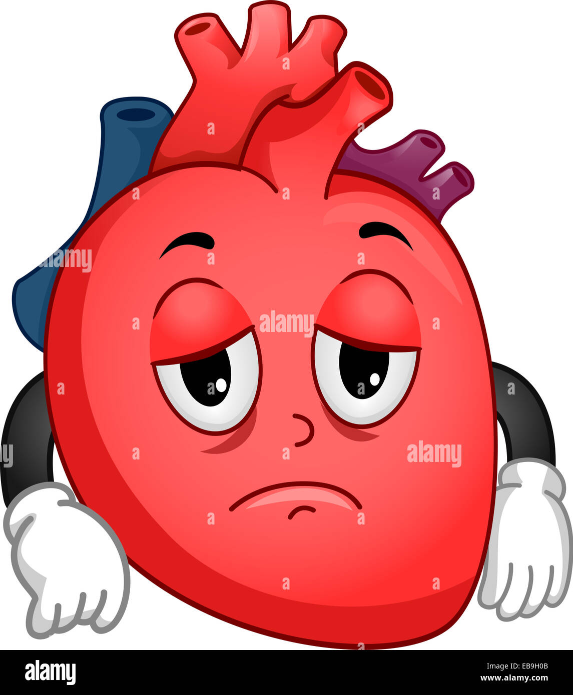 Mascot Illustration Featuring a Sad Worn Out Heart Stock Photo