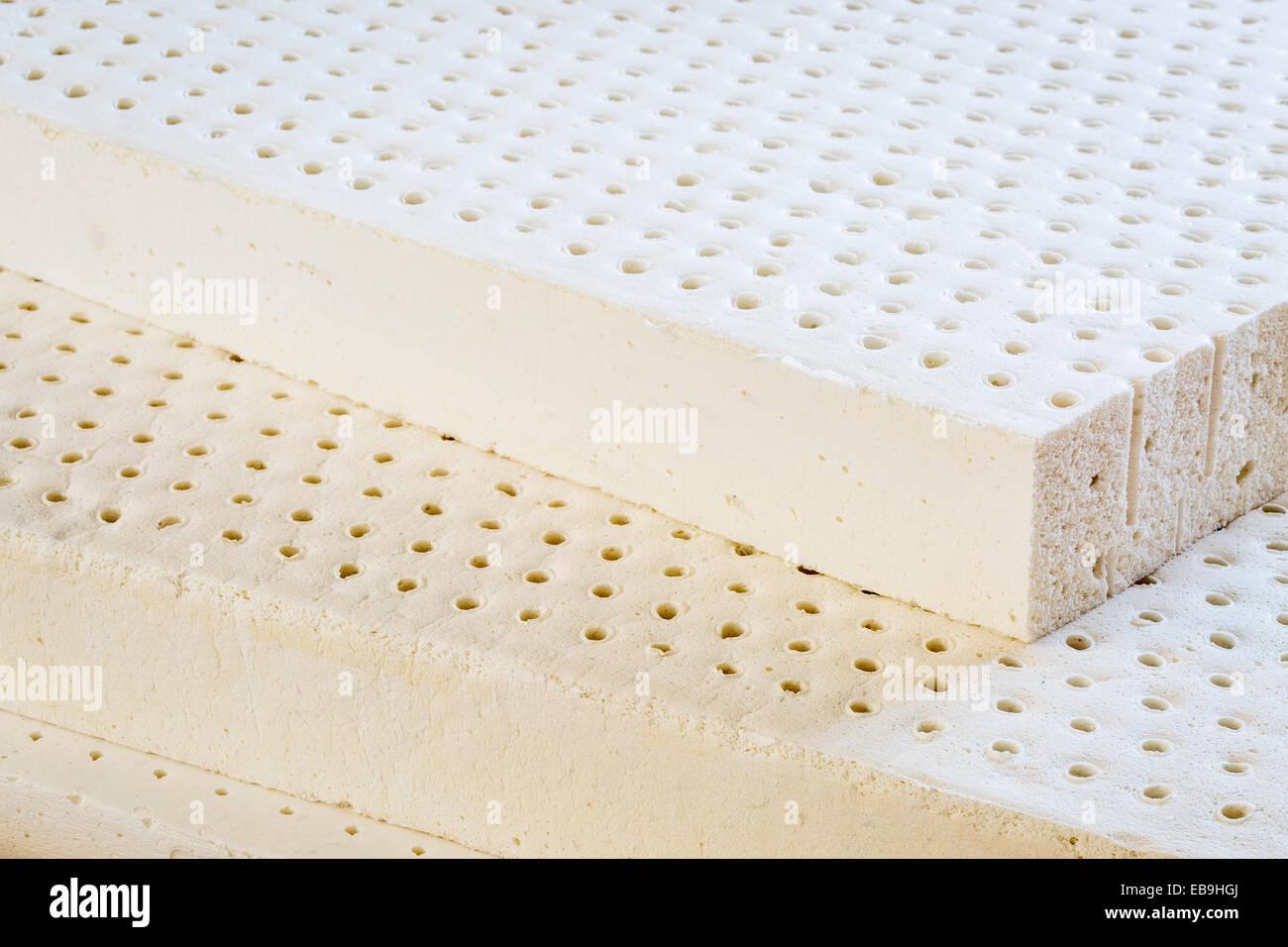 exposed layers of natural latex from an organic mattress Stock Photo