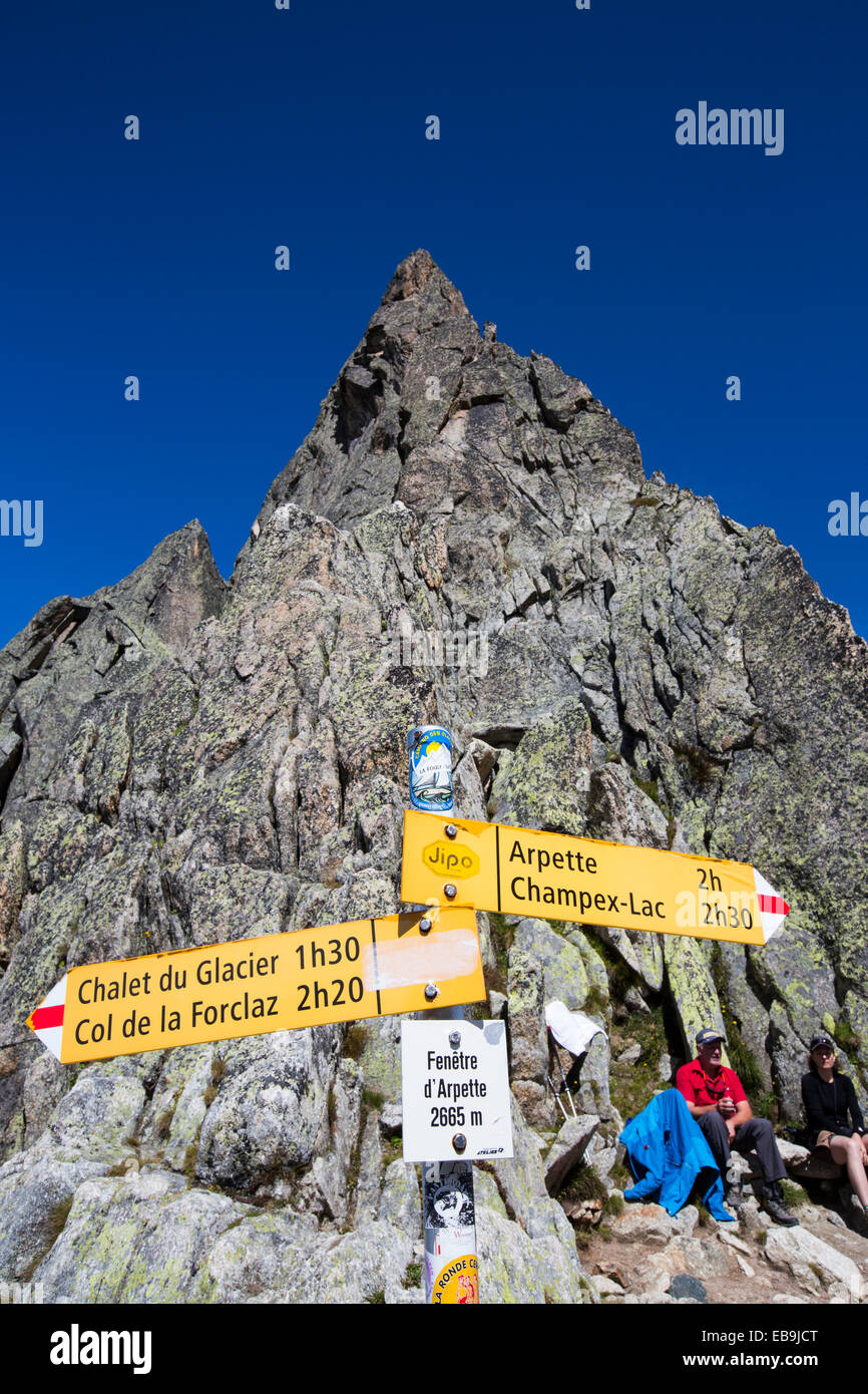 The Fenetre D' Arpette at 2665M in the Swiss alps on the Tour Du Mont Blanc  Stock Photo - Alamy