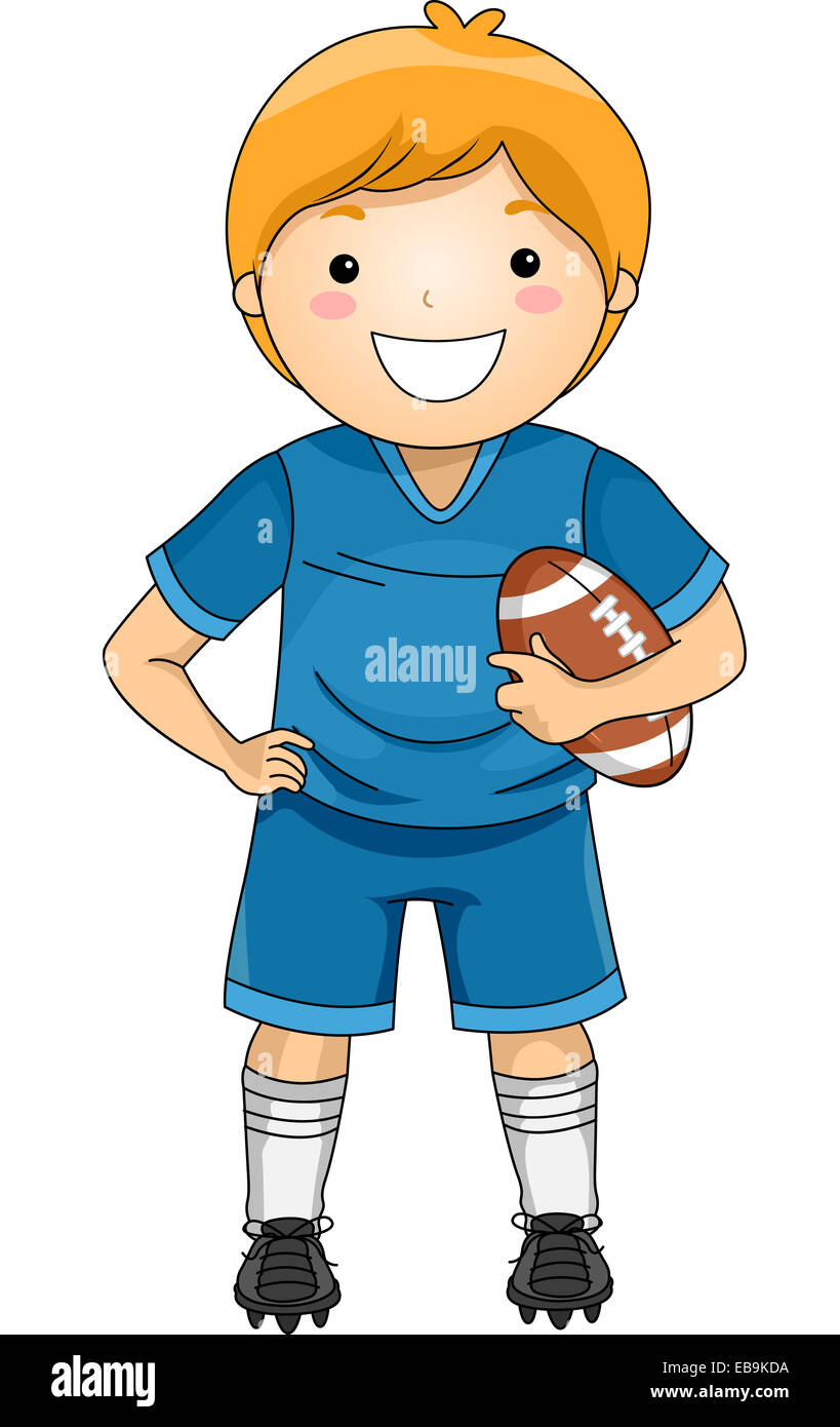 Illustration of a Boy Dressed in Football Gear Stock Photo Alamy