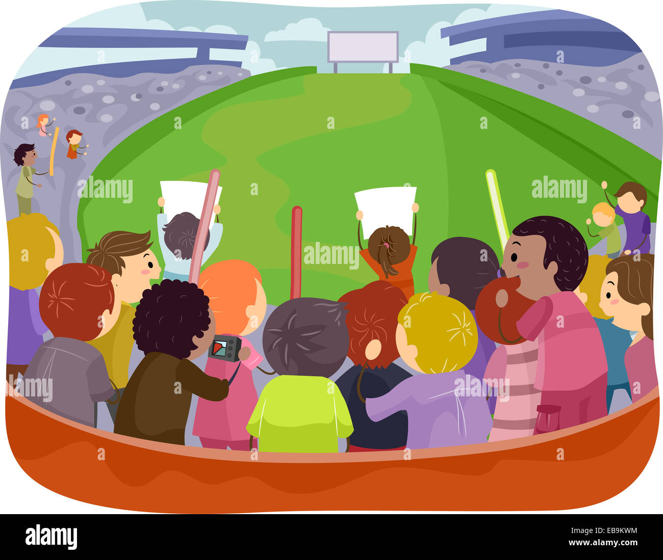 Illustration Featuring a Game Arena with Sports Fans Cheering From the