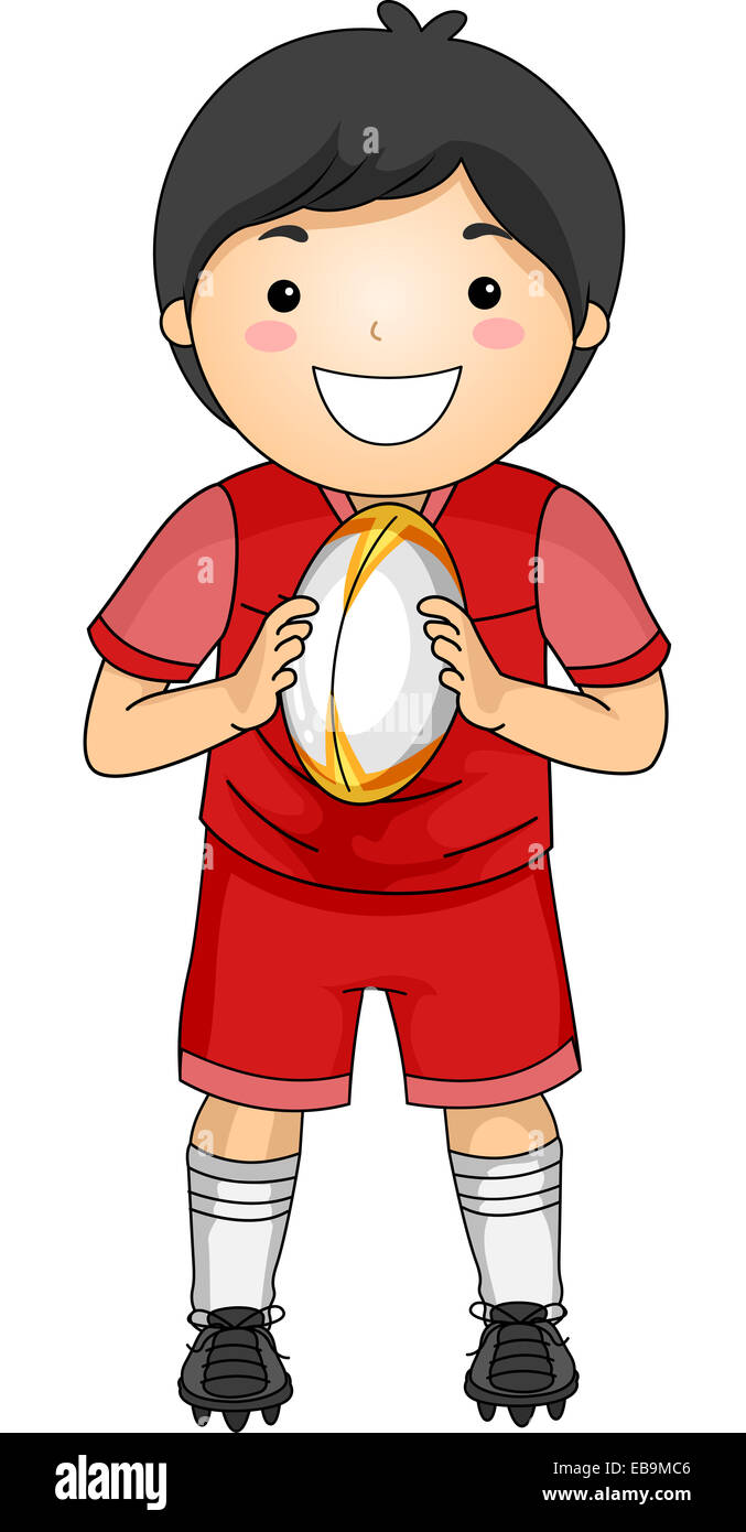 Illustration of a Boy Dressed in Rugby Gear Stock Photo - Alamy