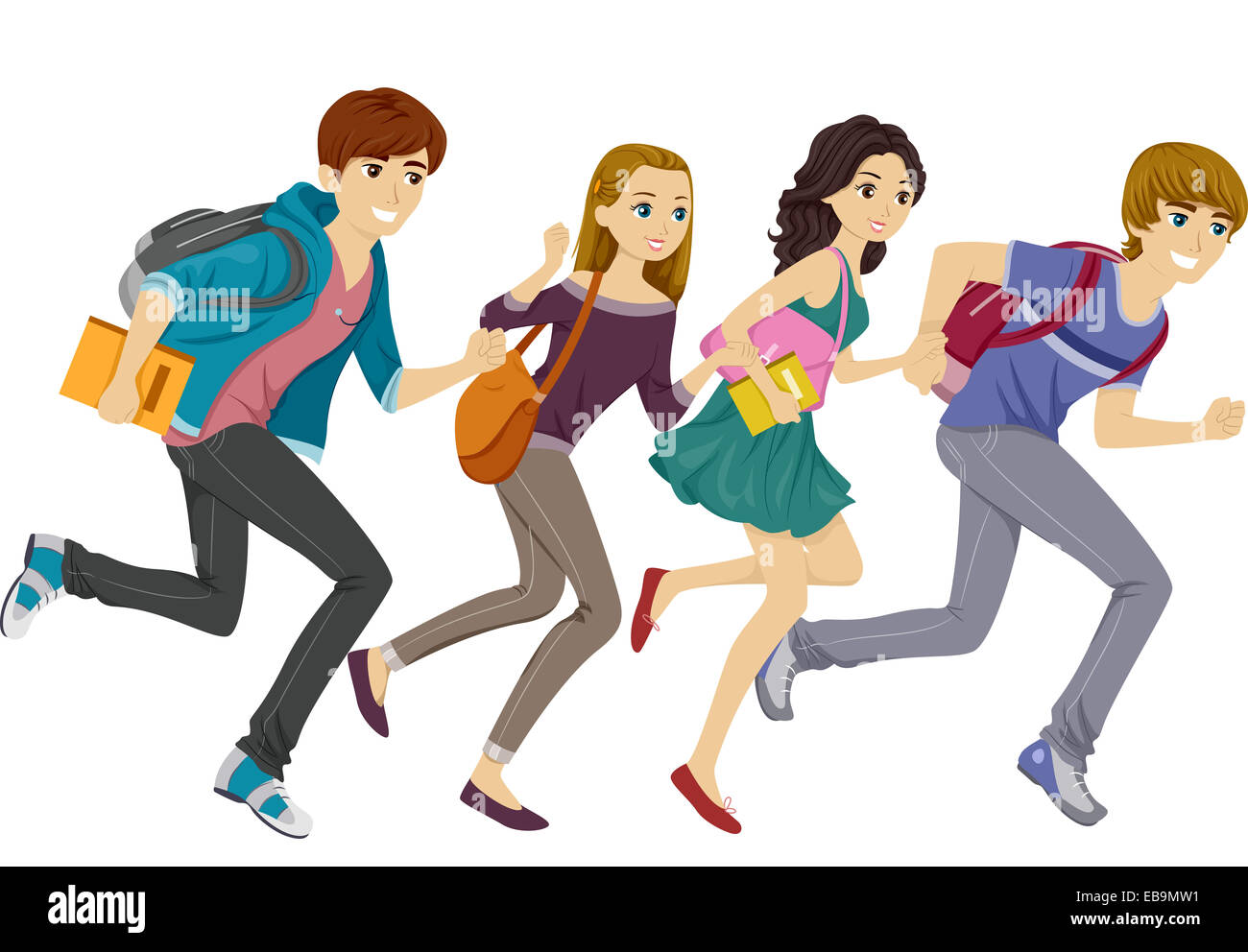 Illustration Featuring Teen Students Running Stock Photo 75816637