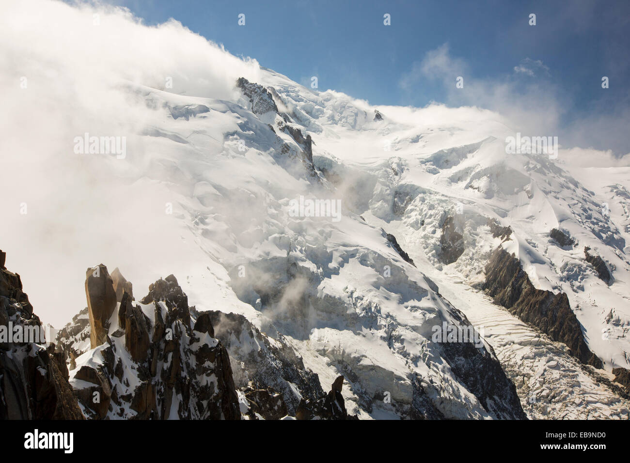 Mont Blanc from the Aiguille Du Midi above Chamonix, France. Stock Photo