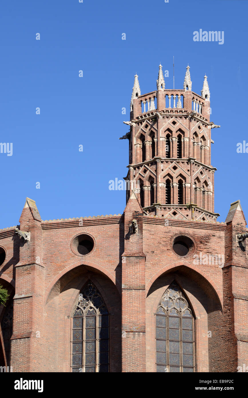Red Brick Church Tower or Belfry of the Jacobins Church or Church of the Jacobins (1230), Burial Place of Thomas Aquinas, Toulouse France Stock Photo