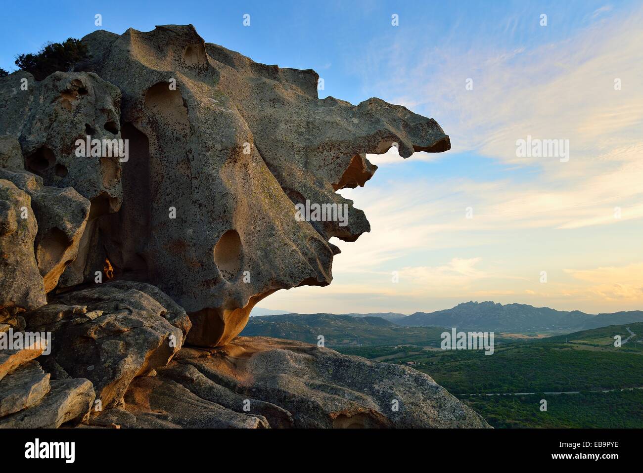 Rock formation on the Capo d'Orso in the evening light, Palau, Province of Olbia-Tempio, Sardinia, Italy Stock Photo