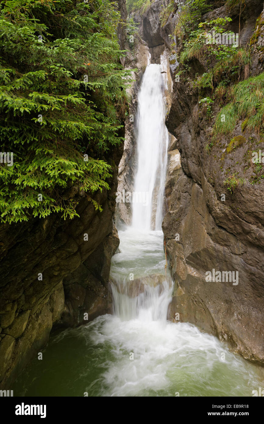 Tatzelwurm Waterfall, lower level, Oberaudorf, Mangfall Mountains, Upper Bavaria, Bavaria, Germany Stock Photo