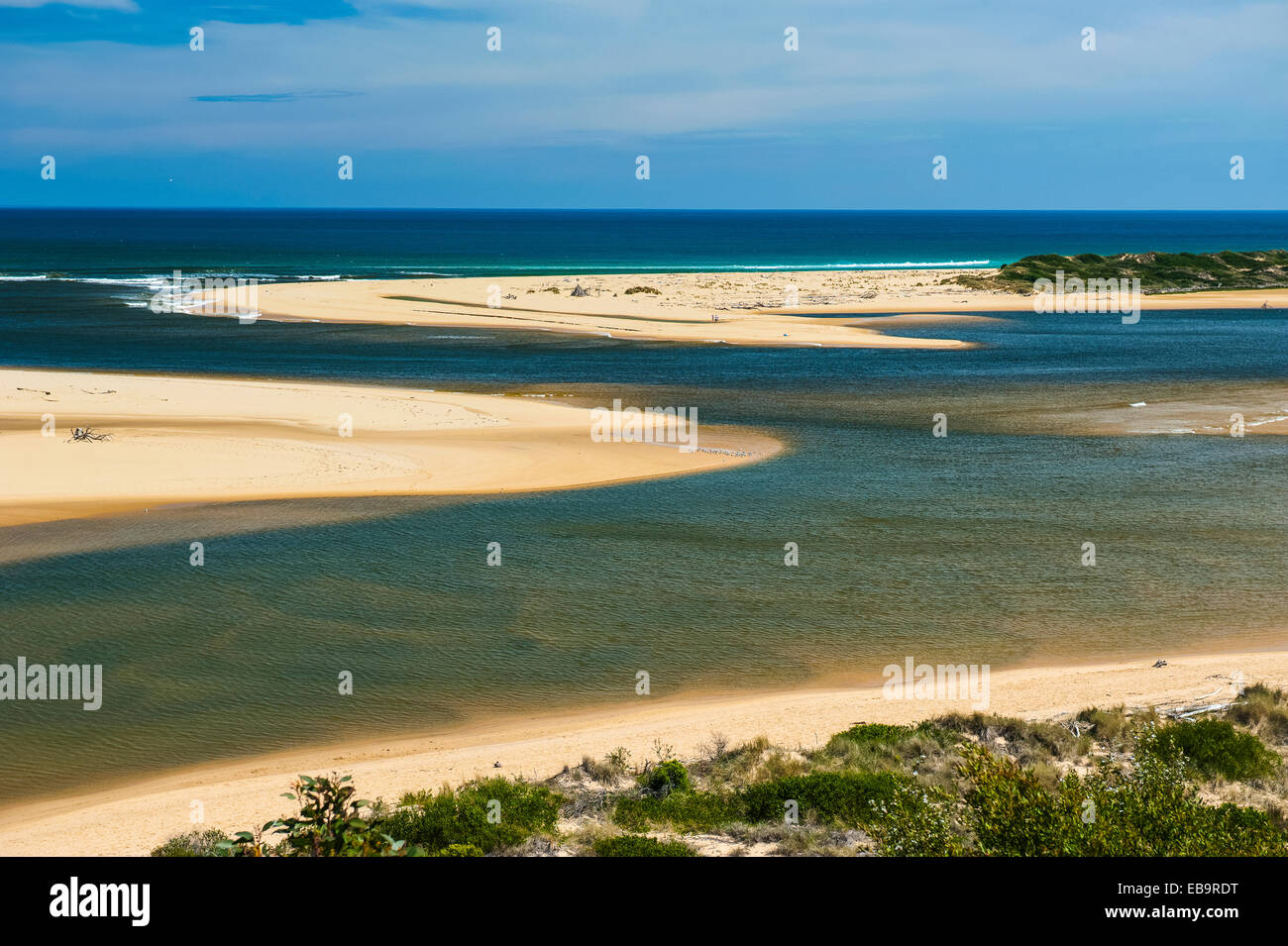 Turquoise waters and sand banks, Cape Conran, Victoria, Australia Stock Photo