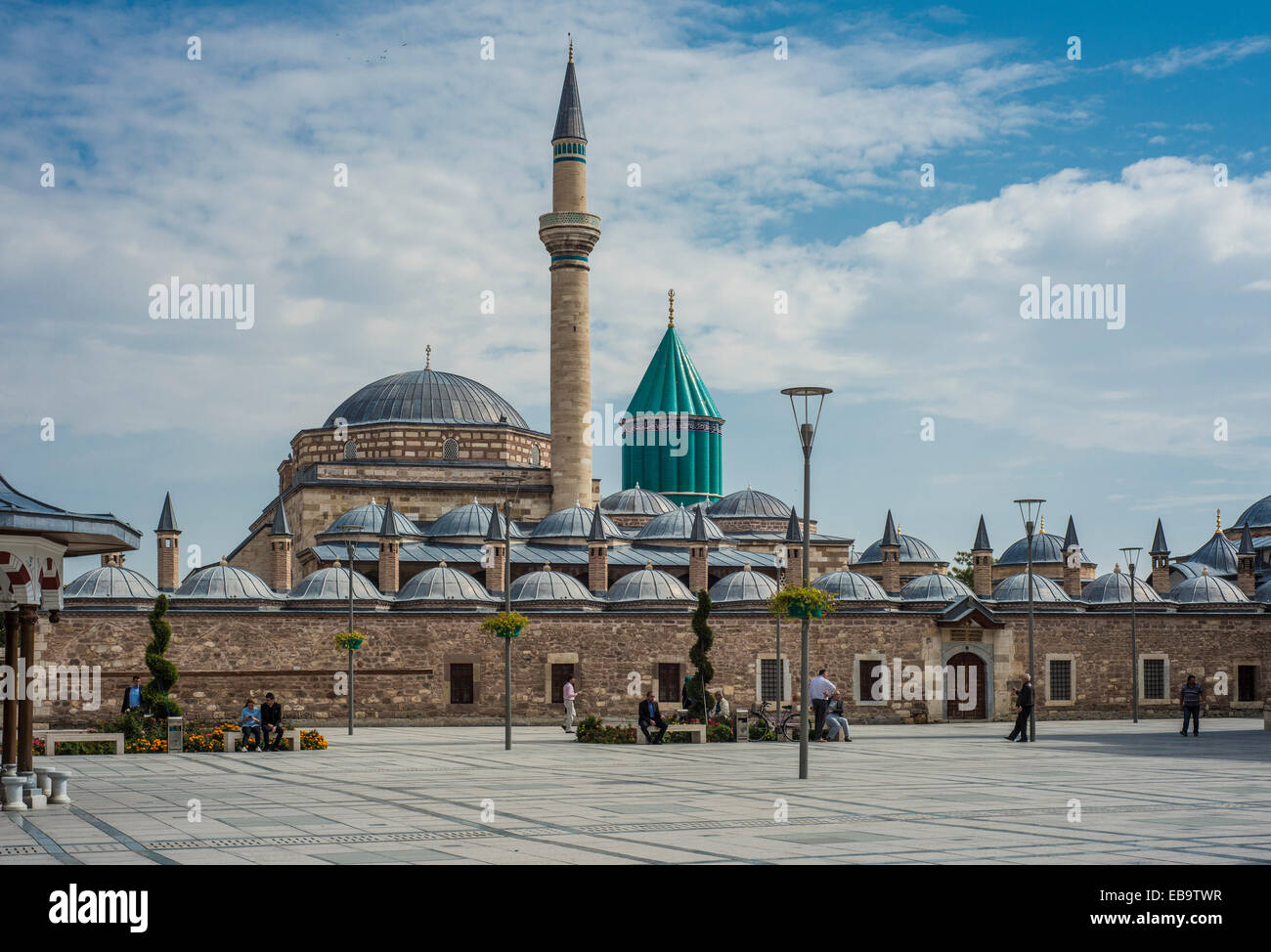 Mevlana Monastery with Rumi Mausoleum, landmark of the city and pilgrimage site of Sufism, Aziziye Mh., Konya, Turkey Stock Photo