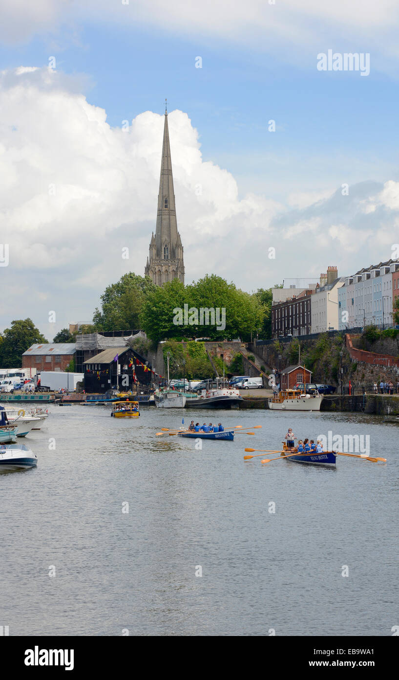 Rowing boat teams at the Bristol Harbour Festival in the Historic