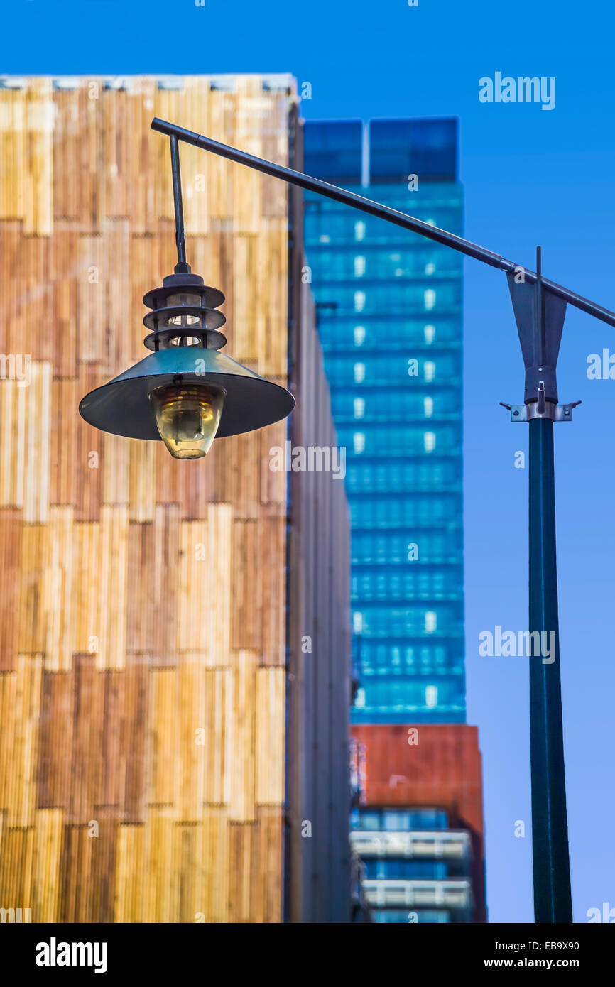 Street lamp, Council House 2 (CH2)  is a highly sustainable office building designed by City of Melbourne & Design Inc. Stock Photo
