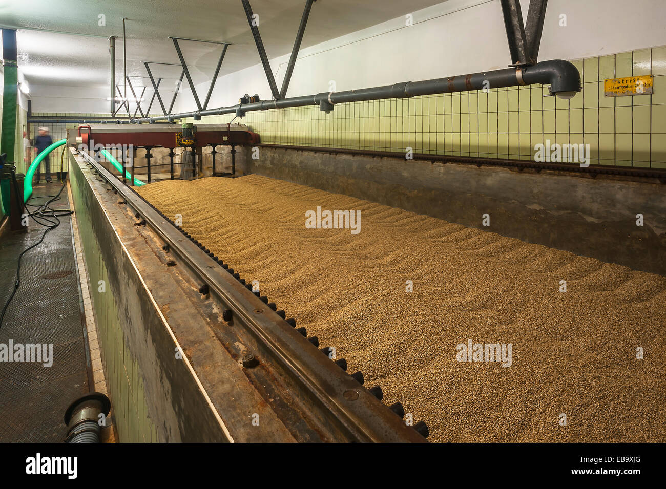 Malting box in a malthouse, Bavaria, Germany Stock Photo
