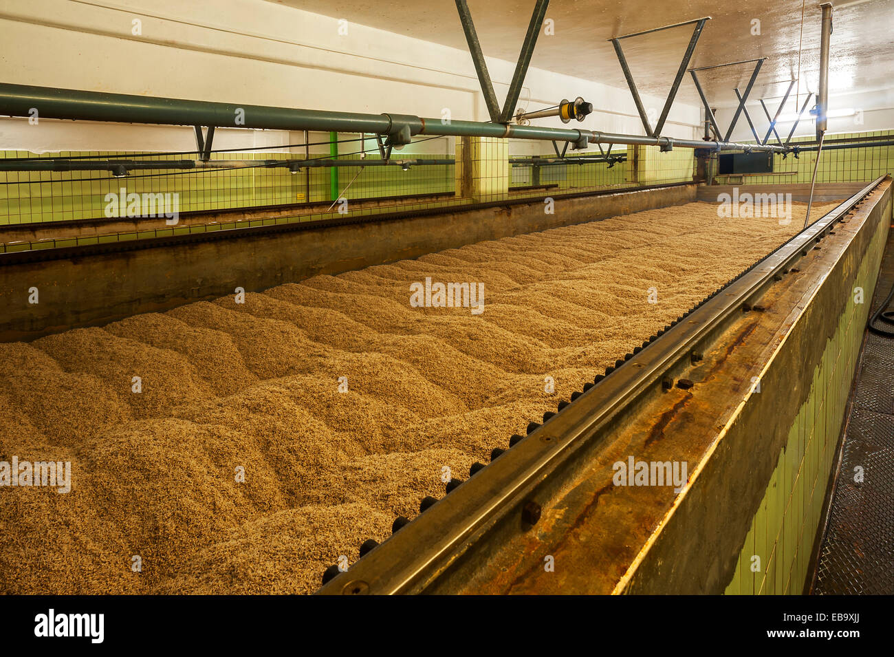 Malting box in a malthouse, Bavaria, Germany Stock Photo