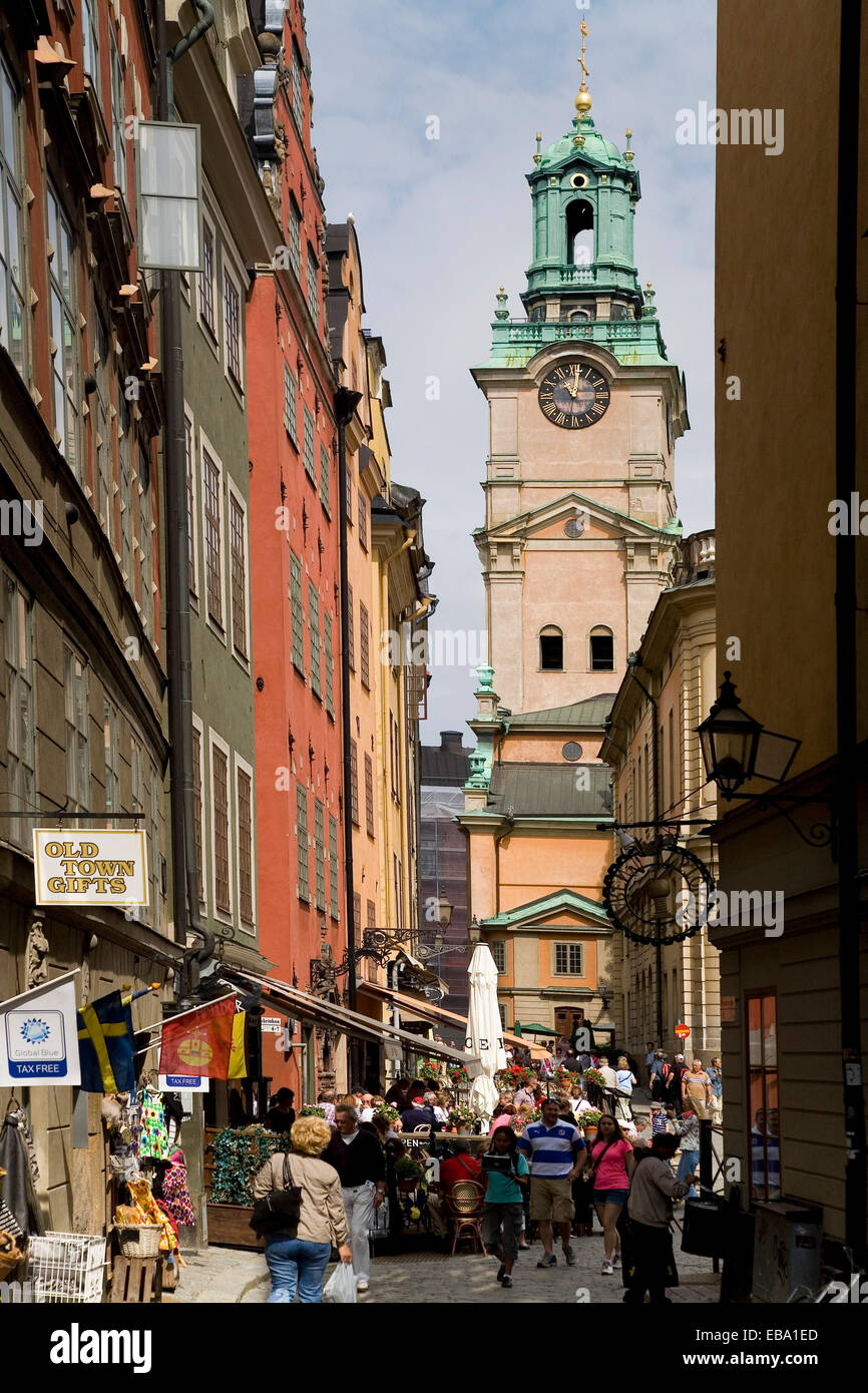 Trangatan, views of Stortorget and Storyrkan, historic center, Stockholm, Stockholm County, Sweden Stock Photo