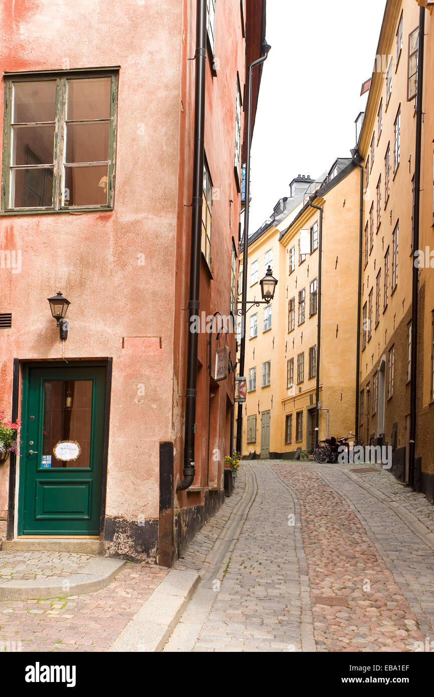 Alley, Prästgatan, Gamla Stan, Stockholm, Stockholm County, Sweden Stock Photo