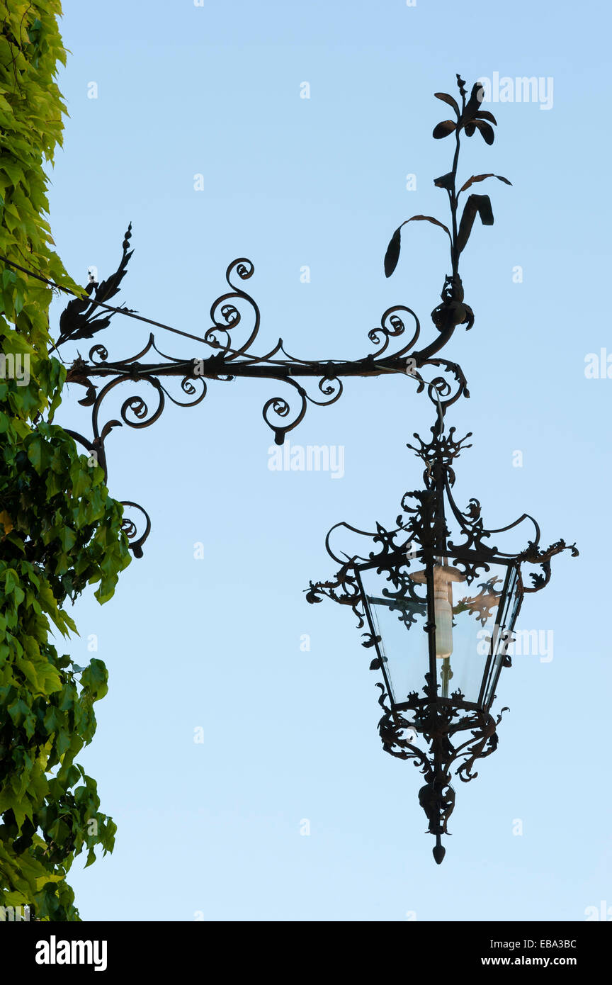 A fantastically ornate wrought iron lantern at the Villa Trissino Marzotto, Vicenza, Veneto, Italy Stock Photo