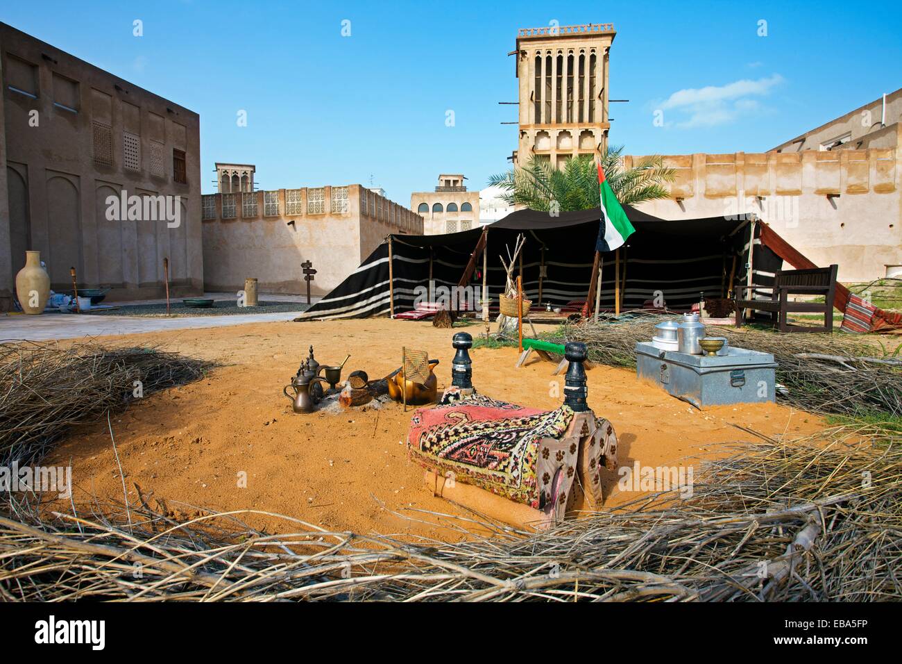 Traditional Bedouin tent in Heritage Village, Dubai City, Dubai, United