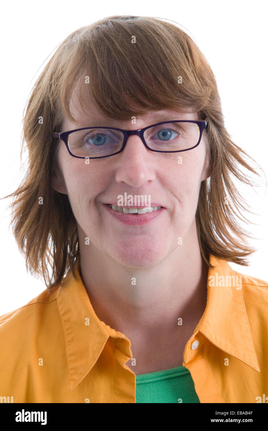 Portrait of a woman in the studio smiling Stock Photo - Alamy