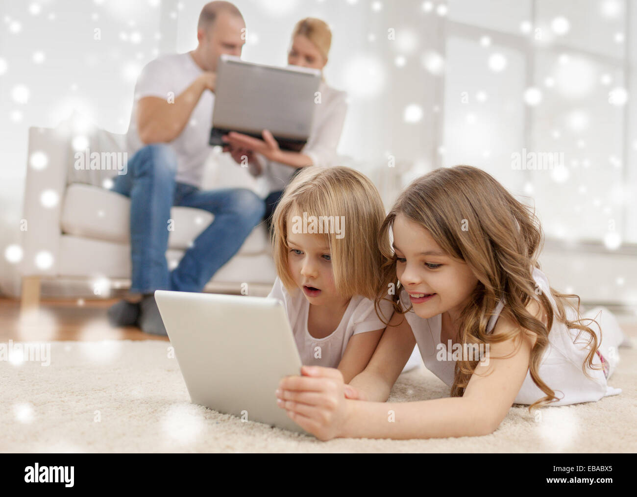 happy family with tablet pc computers Stock Photo - Alamy