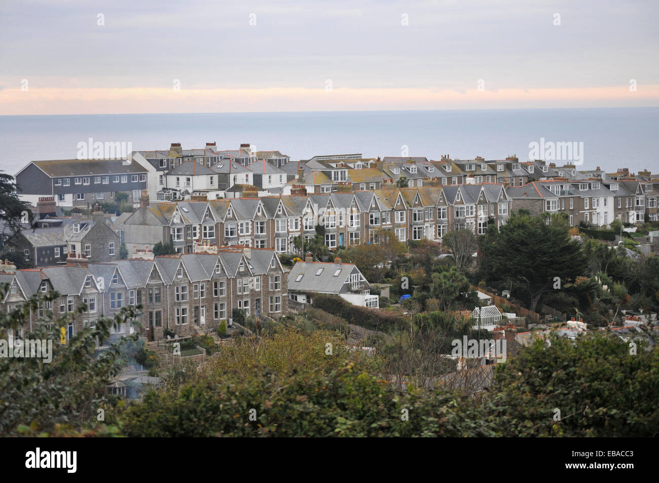 View of houses in St Ives Cornwall Stock Photo Alamy