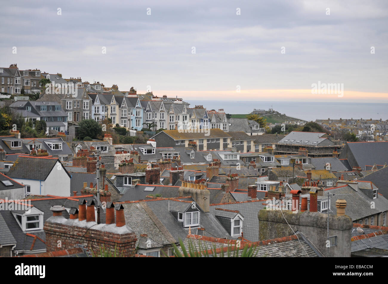 View of houses in St Ives Cornwall Stock Photo Alamy