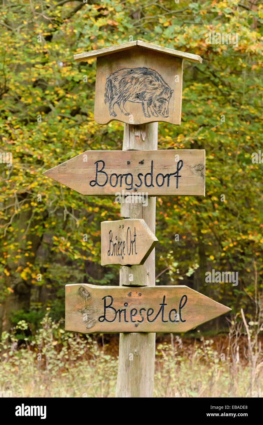 Signpost, Brandenburg, Germany Stock Photo
