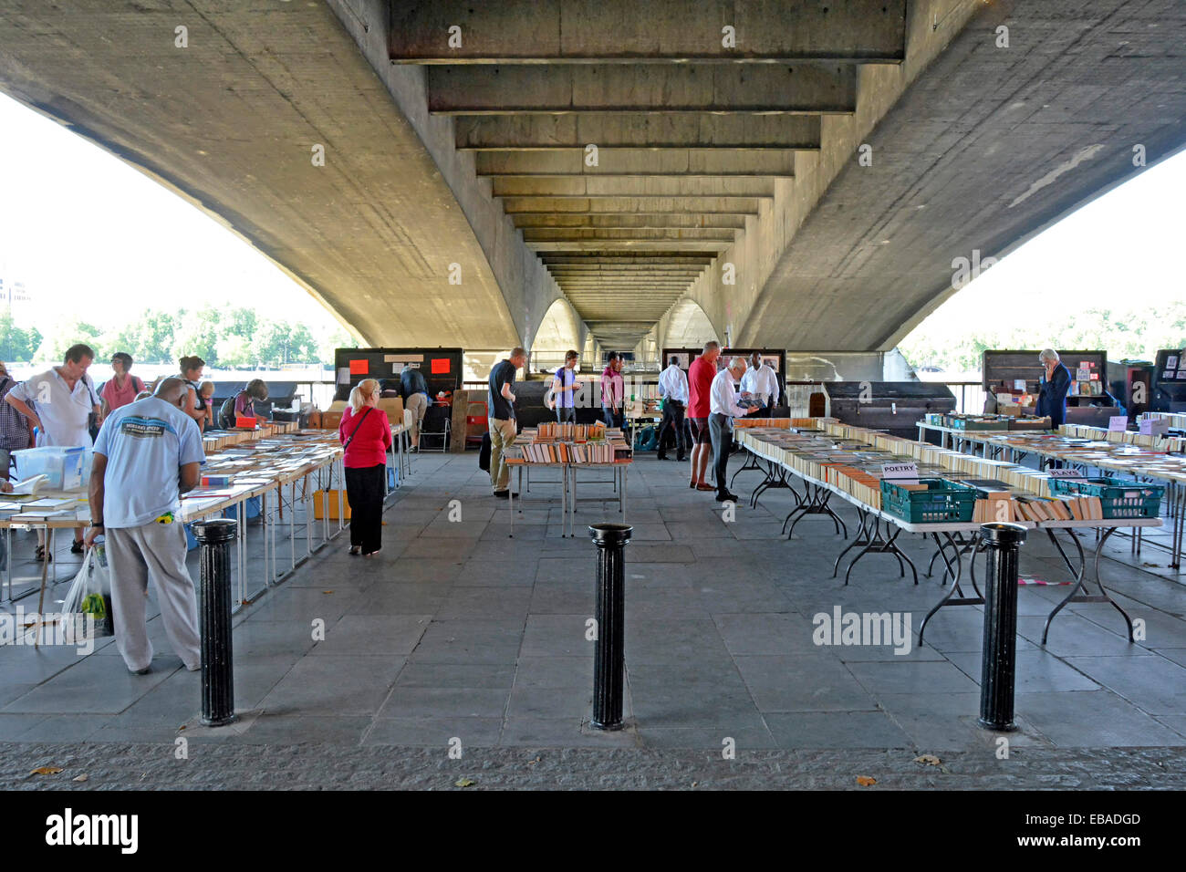 Open air secondhand book market below Waterloo Bridge Stock Photo