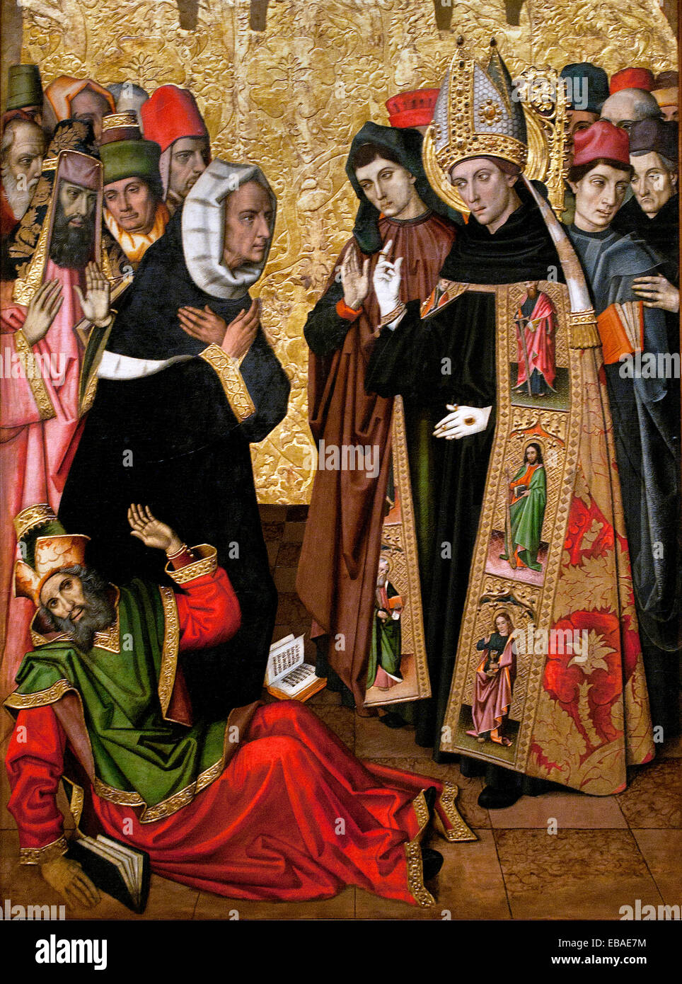 Saint Augustine Disputing with the Heretics 1475-1486 Vergós Group ( Church of the convent of Sant Agustí Vell, Barcelona ) Spain Spanish Medieval Gothic Art Stock Photo