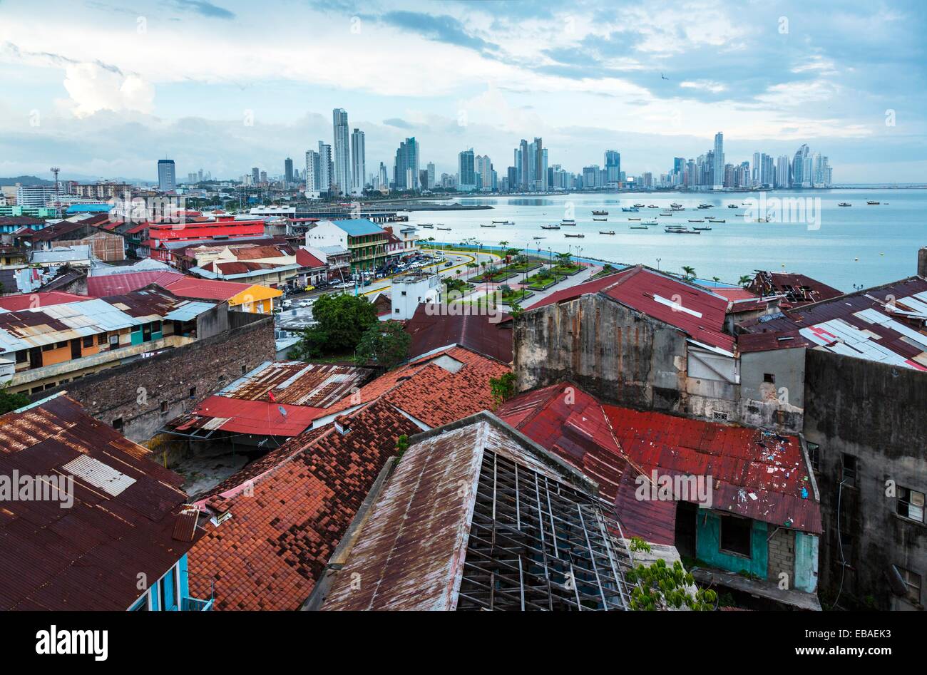 Skyline from Old Town, Panama City, Panama, Central America, America