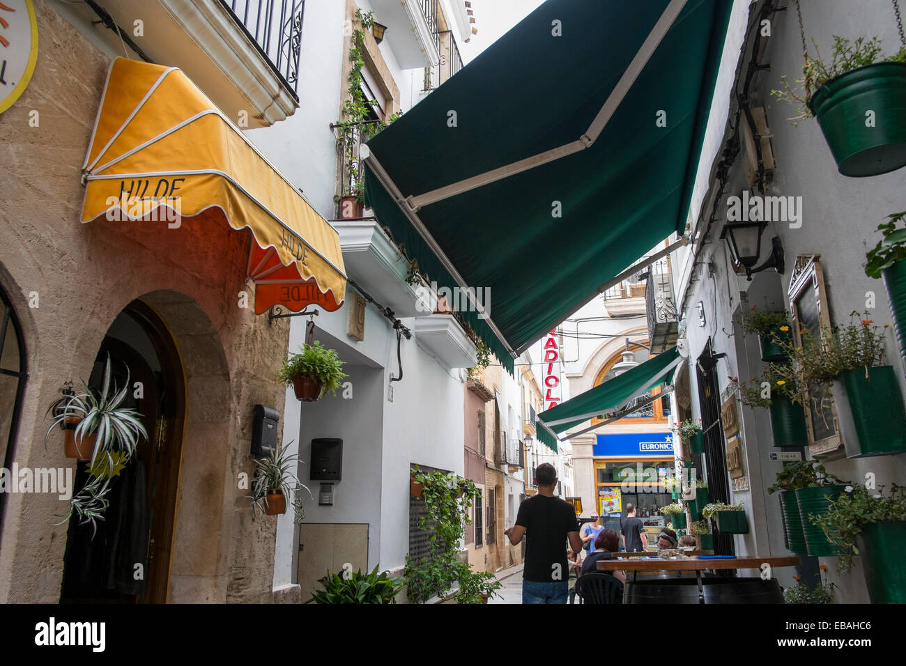 A side street in Javea Old Town, Valencia, Spain. Stock Photo