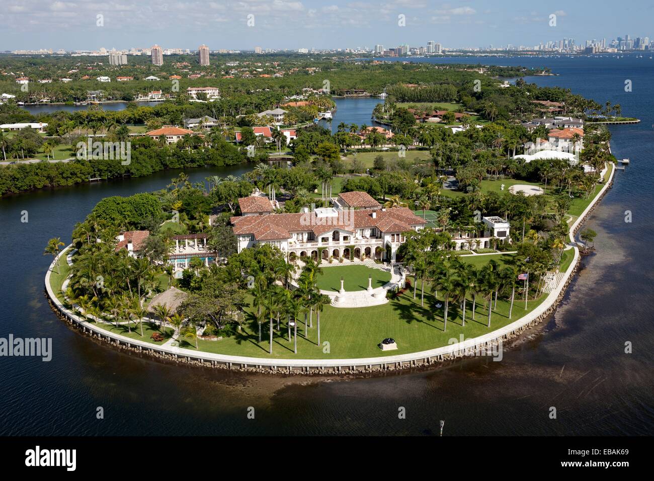 large mansion, aerial view, Gables Estates, Miami, FL Stock Photo Alamy
