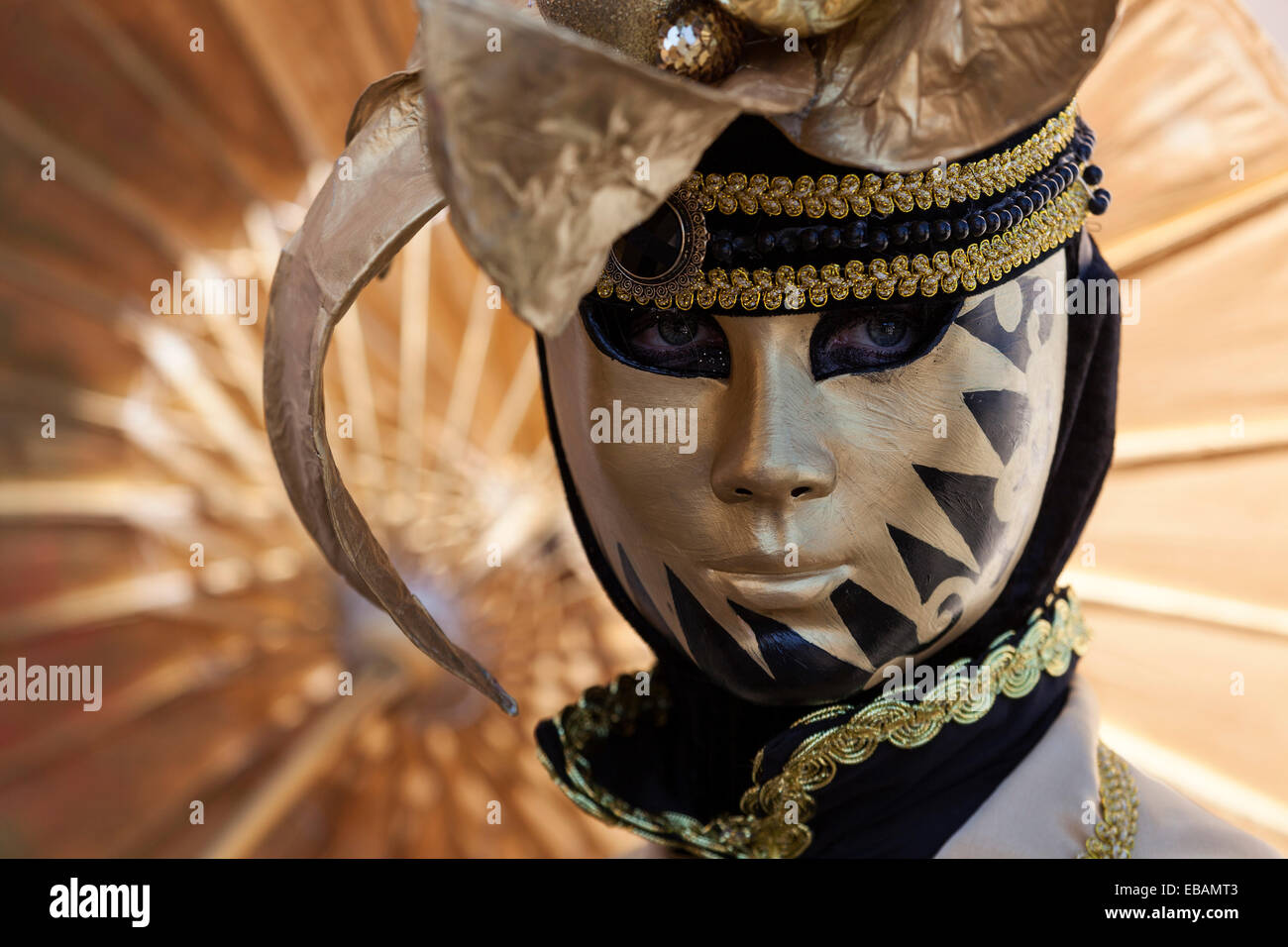 Venetian Carnival mask at the Venetian Fair on the historic market square, Ludwigsburg, Baden-Württemberg, Germany Stock Photo