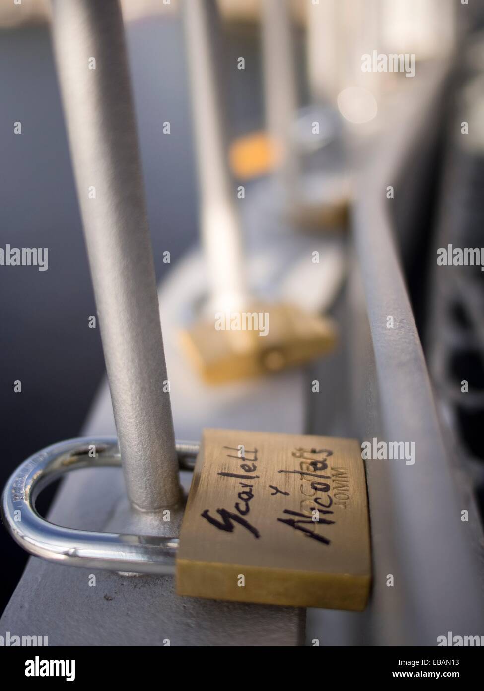 Locks Left By Romancing Couples Attached To Bridge In - 