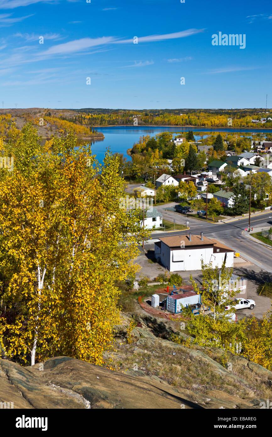 The city of Flin Flon with yellow autumn fall foliage color Manitoba Canada Stock Photo Alamy