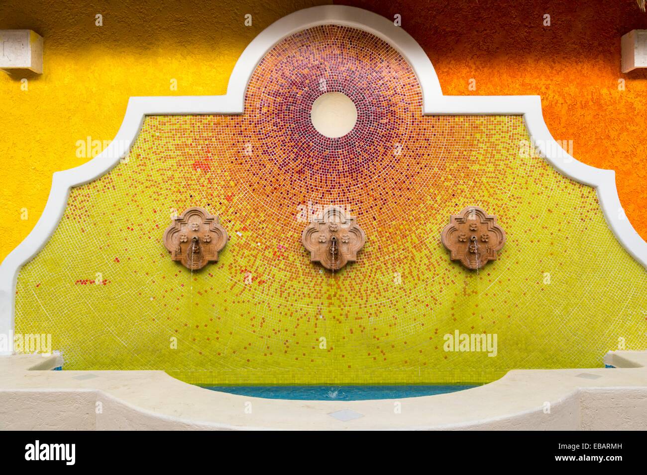 An Outdoor Decorative Water Fountain At The Cruise Ship Terminal
