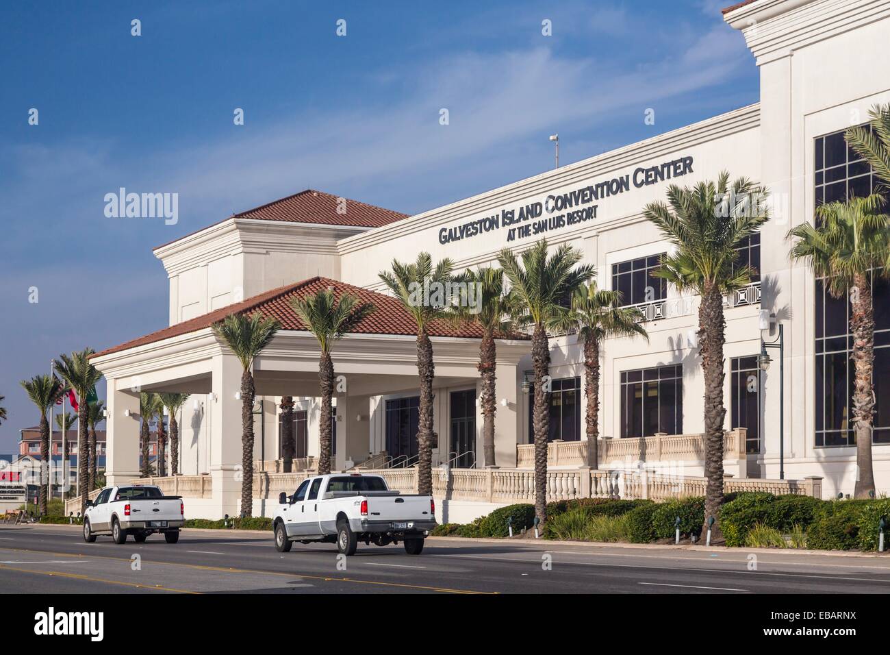 The exterior of The Galveston Convention Center on the Gulf of Mexico