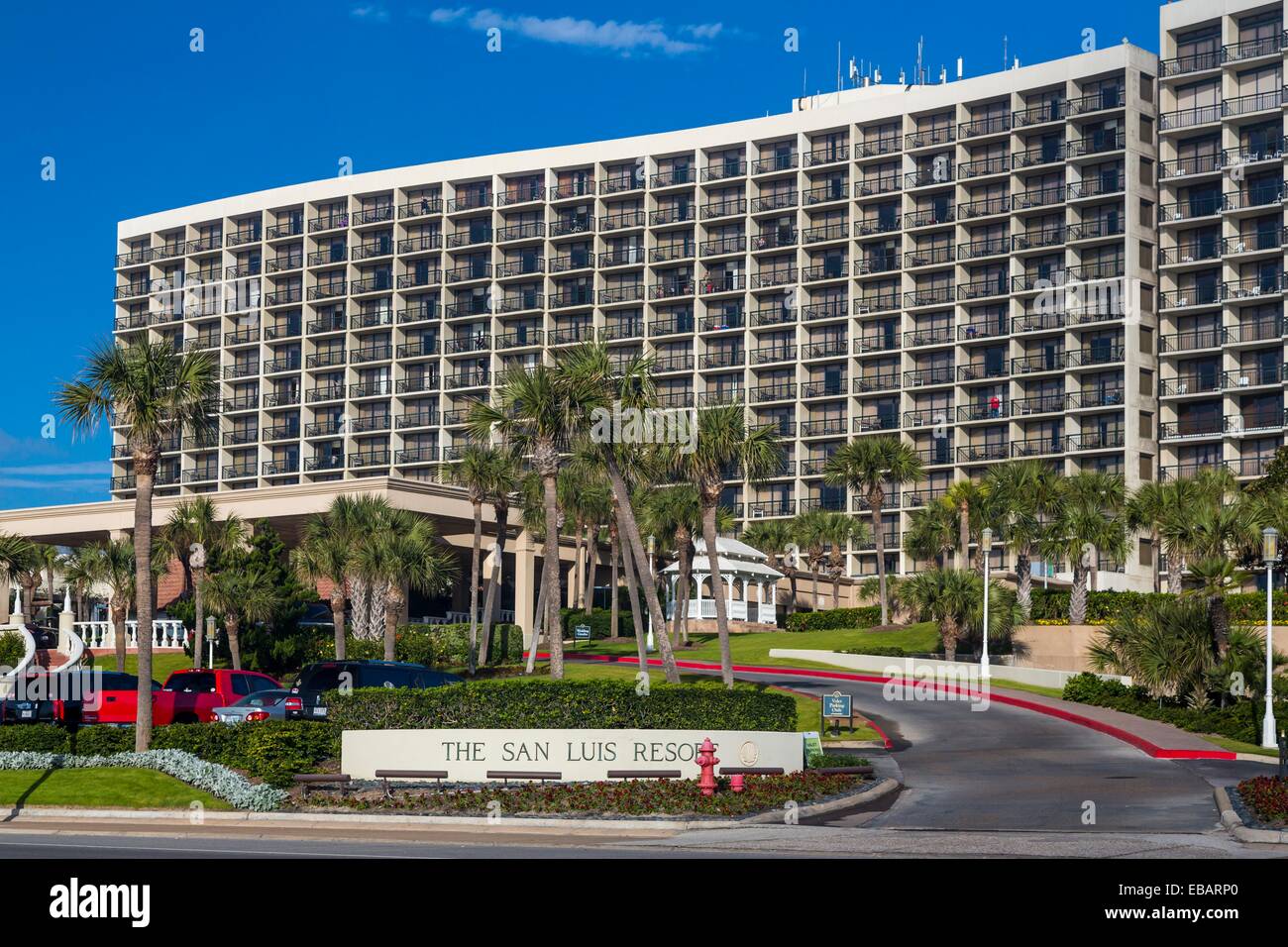 The San Luis Resort on the seawall in Galveston, Texas, USA Stock Photo