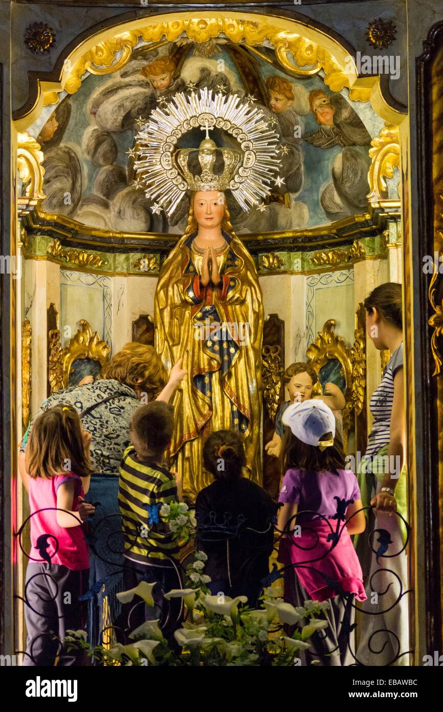 veneration of the patron, Chapel of Our Lady of Grace, Grace Sanctuary, Llucmajor, mallorca, Balearic Islands, Spain, europe. Stock Photo
