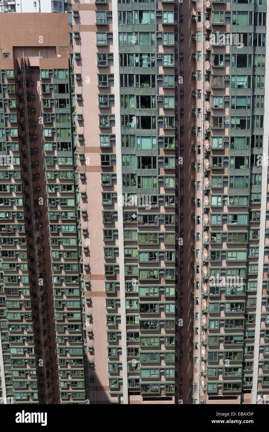 Facade of residential buildings Kowloon Hong Kong China East Asia Stock ...