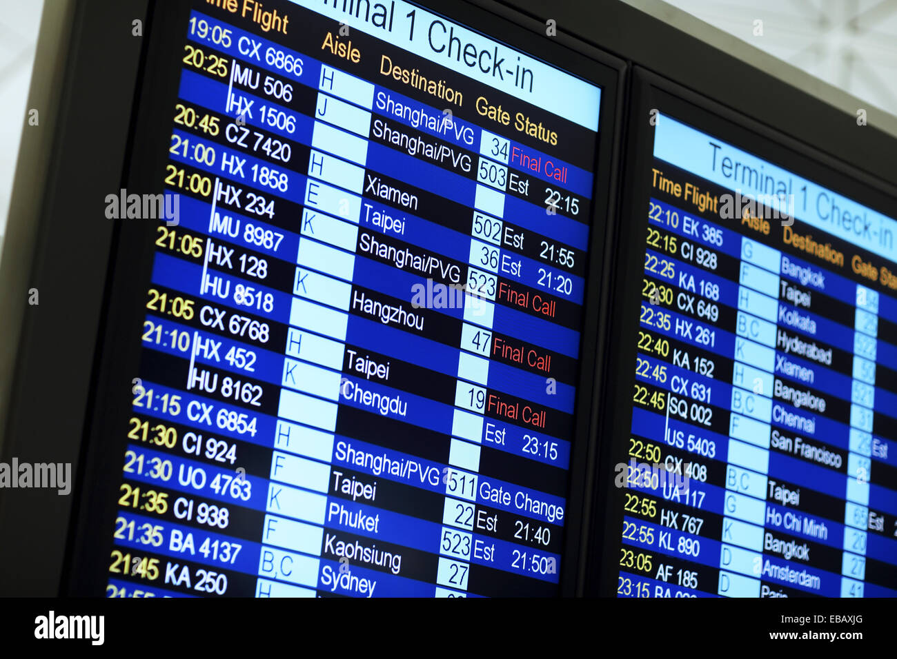 Electronic Display of Flights, Chep Lak Kok International Airport ...
