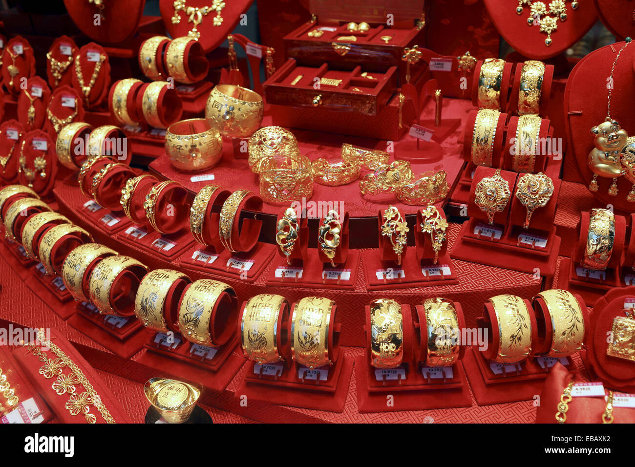Gold for sale, Hong Kong, China, East Asia. Stock Photo