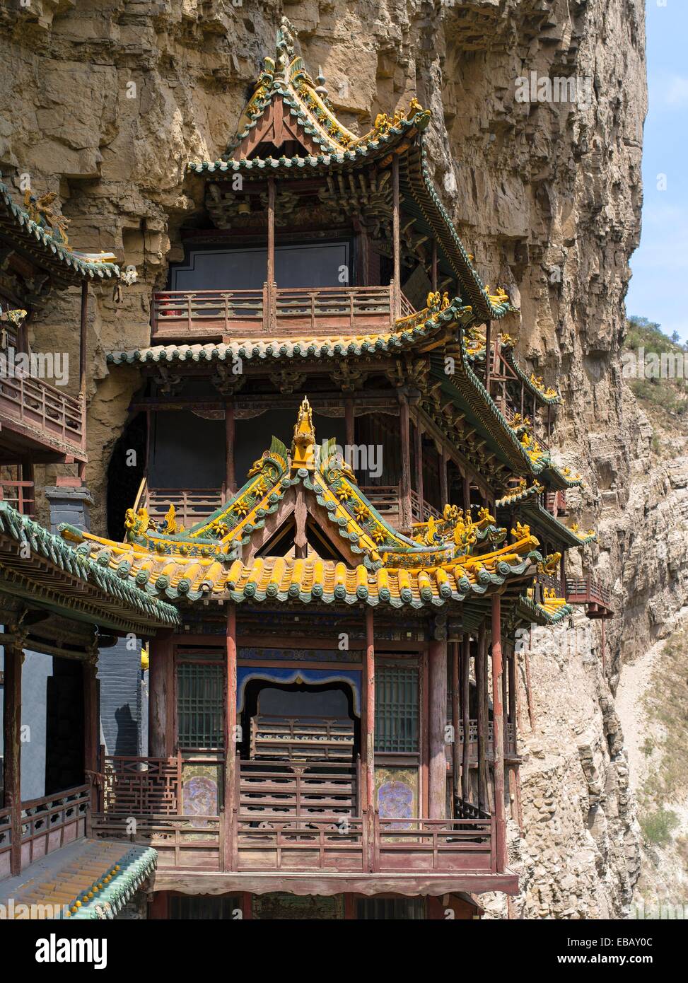 Built in 491, Hanging Monastery is an Architectural Wonder of the World, as it hangs on the West Cliff of Jinxia Gorge more Stock Photo