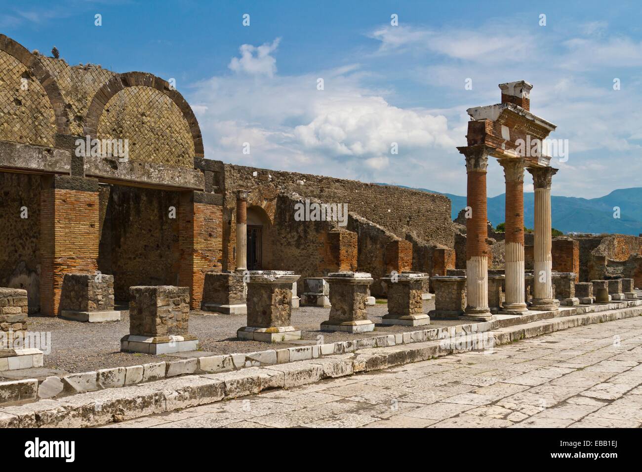 The Forum in the ruins of Pompeii, Italy Stock Photo