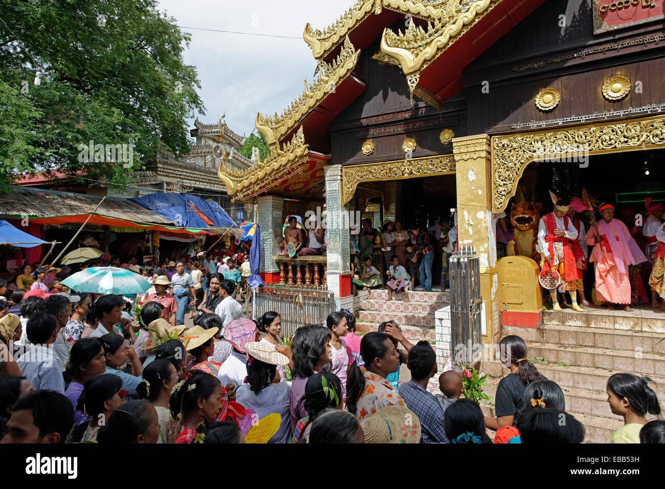 The biggest Nat ritual is held in Taungbyon, about twenty kilometers north of Wagung, in august, for six days including the Stock Photo