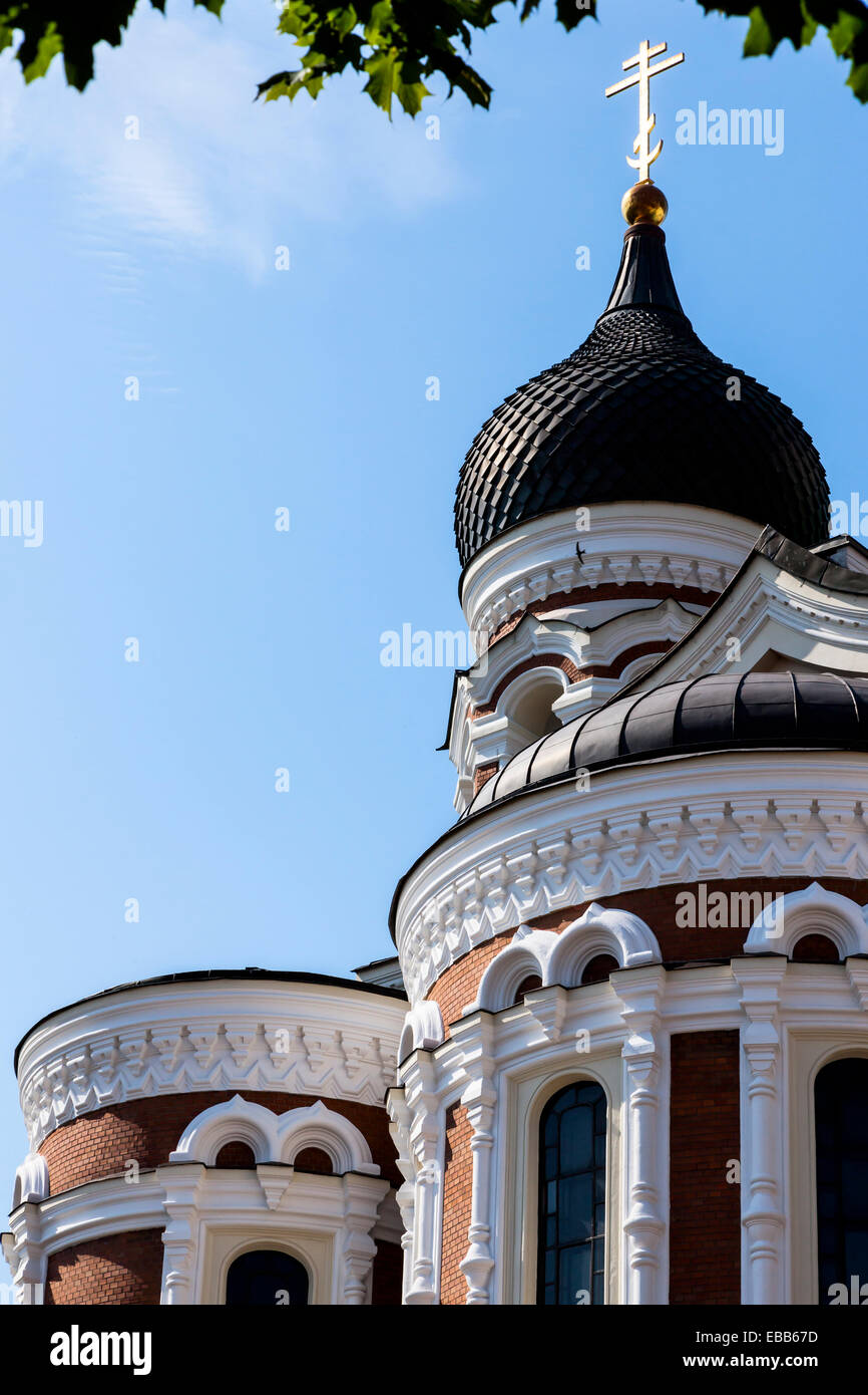 Estonia Tallinn St. Alexander Nevsky Cathedral onion domes tourism Stock Photo
