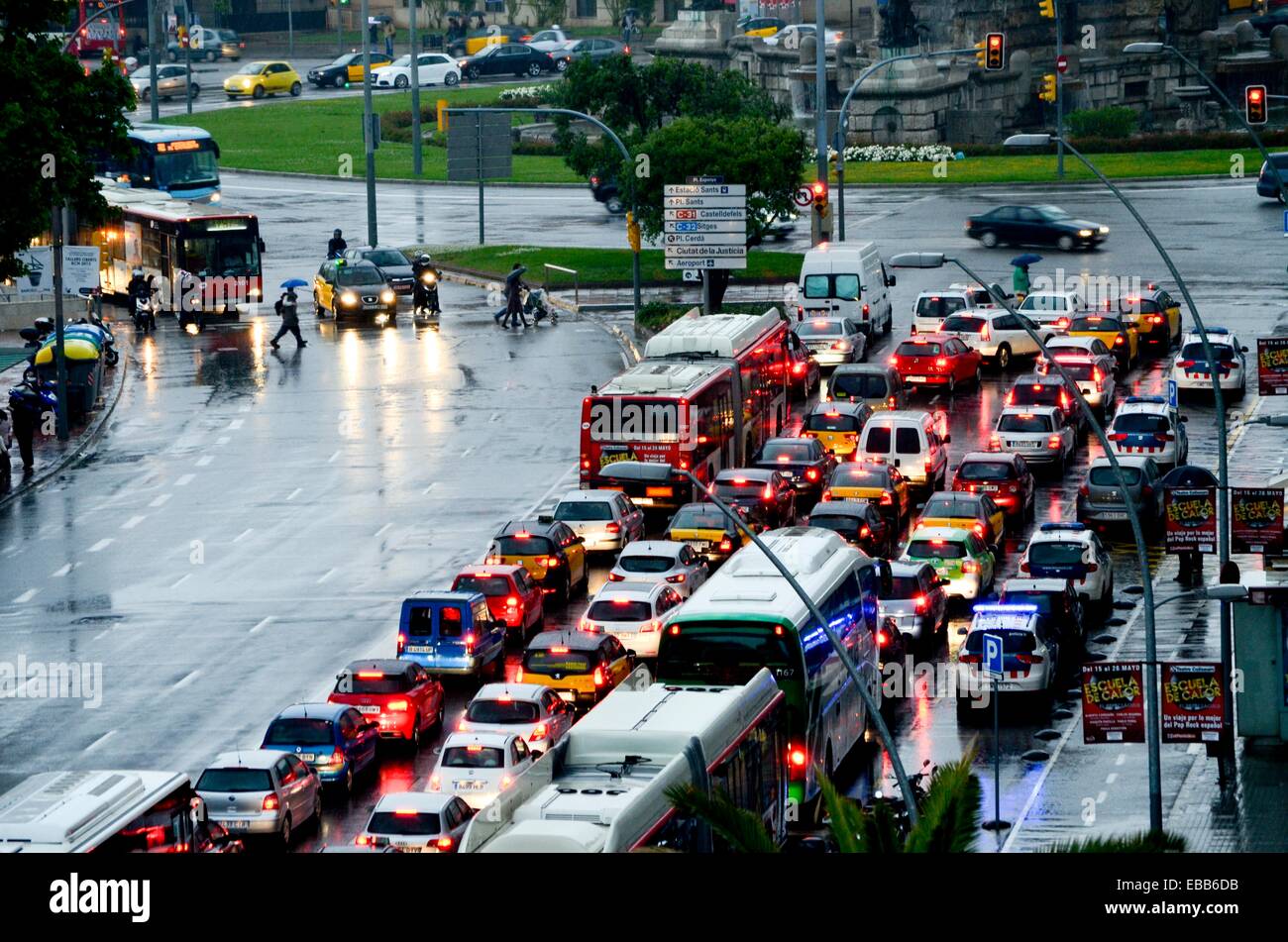 Traffic jam. Barcelona, Catalonia, Spain Stock Photo Alamy