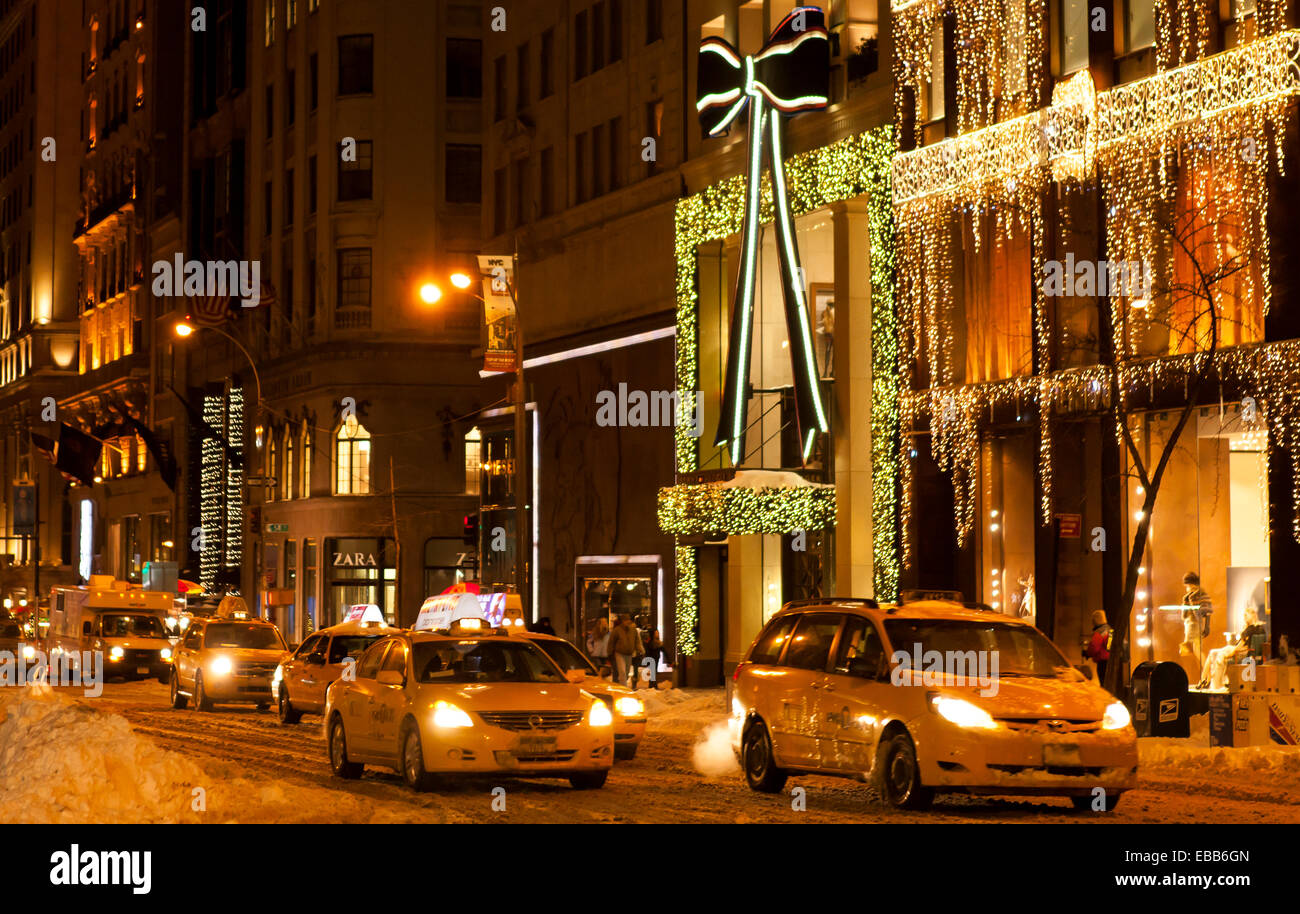 New York City, USA - December 27, 2010: 5th Avenue transforms into on ocean of lights and joy during the Winter Holidays. Stock Photo