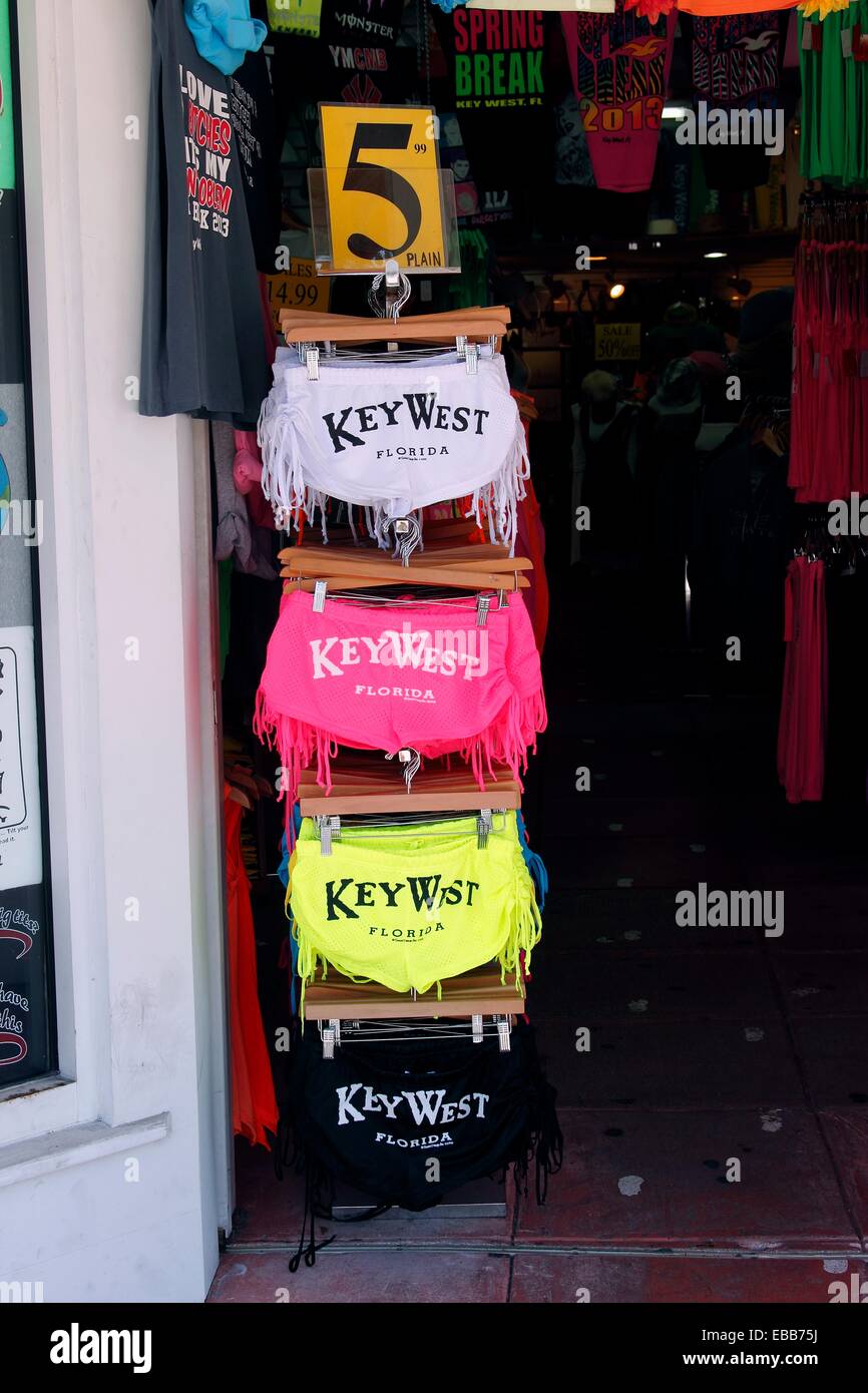 Key West Florida USA typical souvenir shop on Duval Street selling